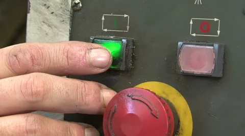 Worker starting automatic machine Stock Footage 37090682