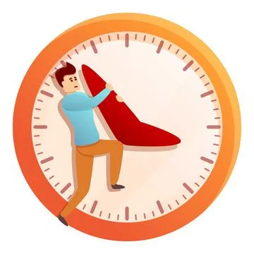 Worker stop time icon, cartoon style Stock Illustration