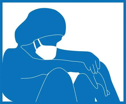 Worker stressed  blue icon, workload icon blue  vector Stock Illustration