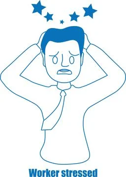 Worker stressed blue  icon, workload icon blue  vector art Stock Illustration