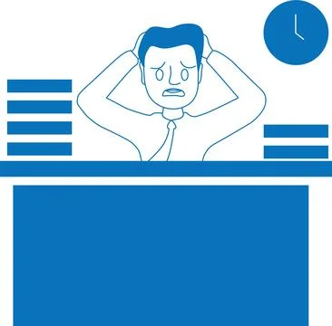 Worker stressed blue  icon, workload icon blue  icon Stock Illustration