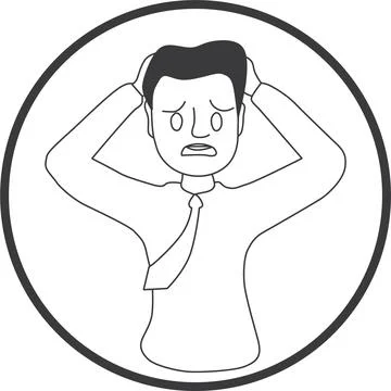 Worker stressed  icon, workload icon black on white background Illustrazione stock