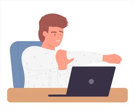 Worker stretching exercise at workplace Stock Illustration