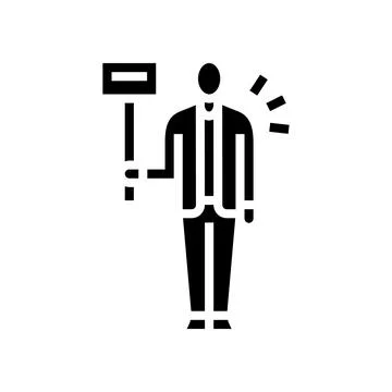 Worker on strike protest glyph icon vector illustration Stock Illustration