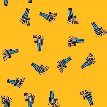 Worker on strike protest vector seamless pattern Stock Illustration