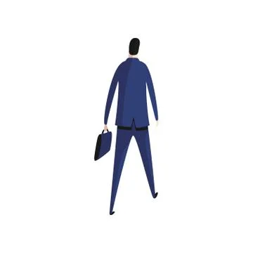Worker in suit with briefcase back view. Stock Illustration