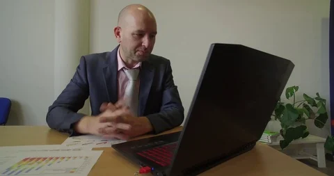 Worker In a Suit is Tired Stock Footage 123512923