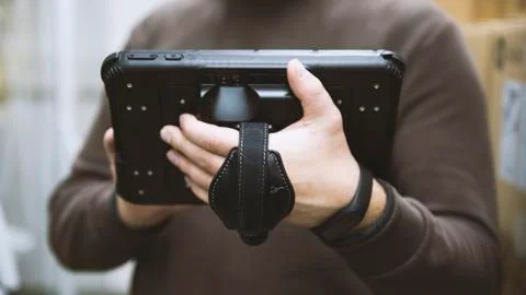 Worker with a tablet. Use of modern technologies in production Foto stock