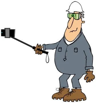 Worker taking a selfie Stock Illustration