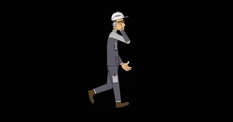 Worker talking on the phone walk cycle Video stock 128877818