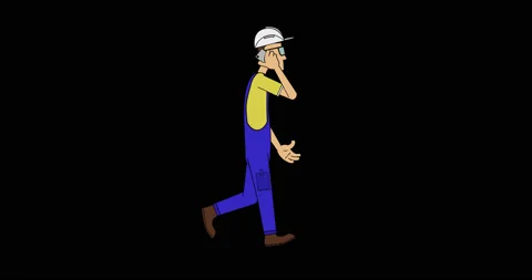 Worker talking on the phone walk cycle. Video stock 128877956