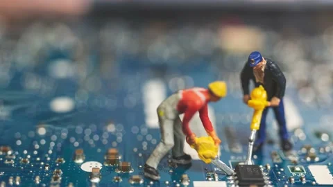 Worker team of engineers repairing keyboard computer laptop Stock Footage 233310195