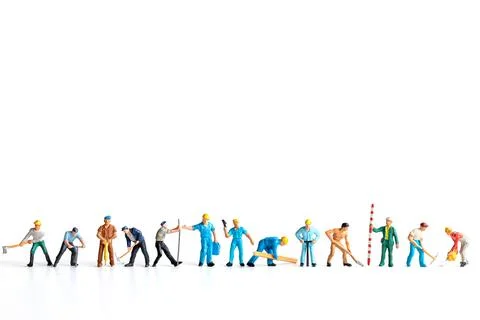 Worker team standing on white background and copy space for your text , Lab.. Stock Photos