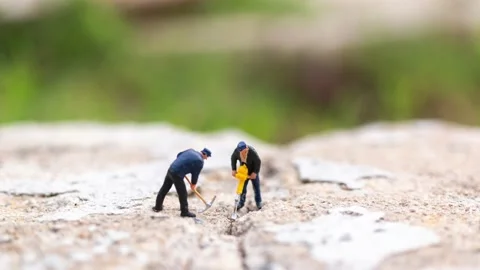Worker team working on  concrete with cracked , Team work  concept Stock Footage 233419524