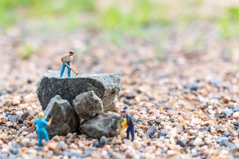 Worker team working on the rock , Team work concept Stock Photos