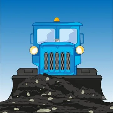 Worker technology tractor crawler executes work justifying ground Stock Illustration