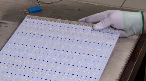 Worker testing a LED panel Video stock 68501204