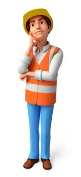 Worker is thinking Stock Illustration