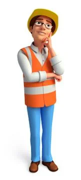 Worker is thinking Stock Illustration