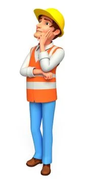 Worker is thinking Stock Illustration