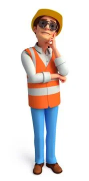 Worker is thinking Stock Illustration