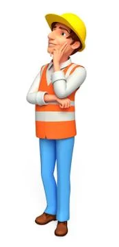 Worker is thinking Stock Illustration