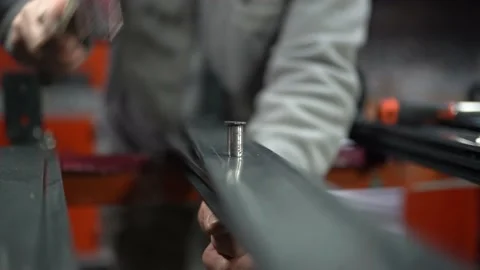 Worker Tightening The Screws With Tool - 4k 100 fps - Video stock 196149257