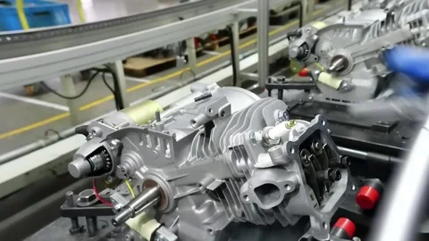 Worker Tightening Small Engine Cylinder Head With Torque Wrench Video stock 348591046