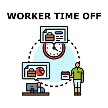 Worker time off period planning and vacation concept Stock Illustration