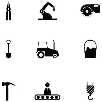 Worker tool icon set Stock Illustration
