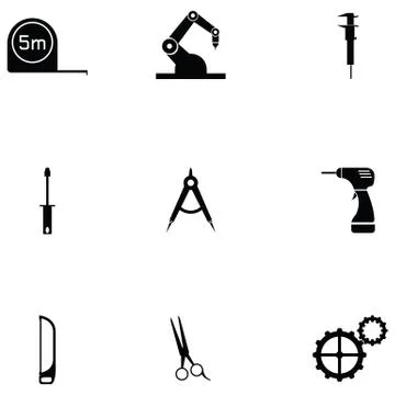 Worker tool icon set Stock Illustration