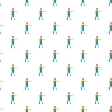 Worker with tool repeating seamless pattern イラスト素材
