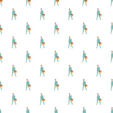 Worker with toolbox seamless pattern preparing for work Illustrazione stock
