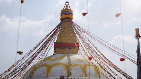 The worker on top of a stupa of Bouda, Stock Footage 107906775