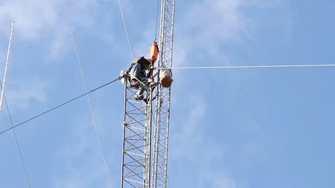 Worker on Tower Stock-Footage 71445596