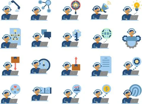 Worker Training Flat Vectors Icons Stock Illustration