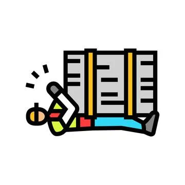 Worker trapped under heavy load color icon vector illustration Illustrazione stock