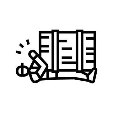 Worker trapped under heavy load line icon vector illustration Stock Illustration