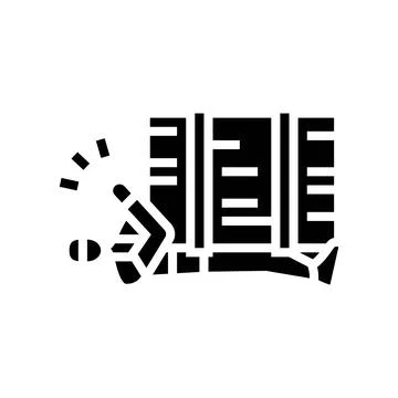 Worker trapped under heavy load glyph icon vector illustration Illustrazione stock