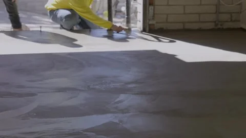 Worker troweling cement Stock Footage 292911615