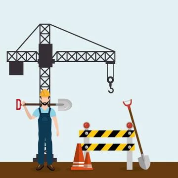 Worker with under construction icons Illustrazione stock