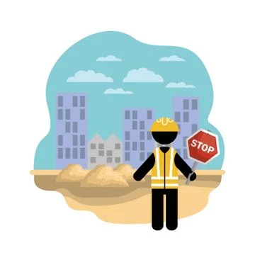 Worker under construction place vector illustration Illustrazione stock