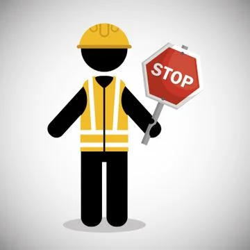 Worker under construction place vector illustration Stock Illustration