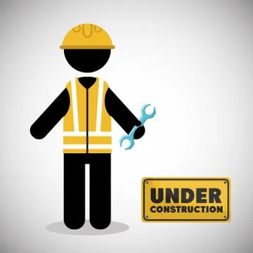 Worker under construction place vector illustration Stock Illustration
