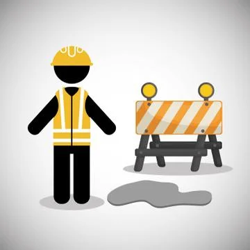 Worker under construction place vector illustration Stock Illustration