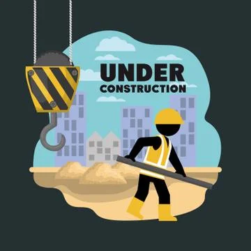 Worker under construction place vector illustration Stock Illustration