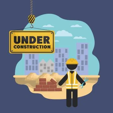 Worker under construction place vector illustration Stock Illustration
