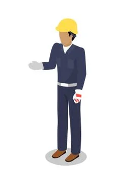 Worker in Uniform Vector Illustration Flat Design Stock Illustration