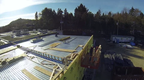 Worker unload crane with wood frames Stock Footage 63941502