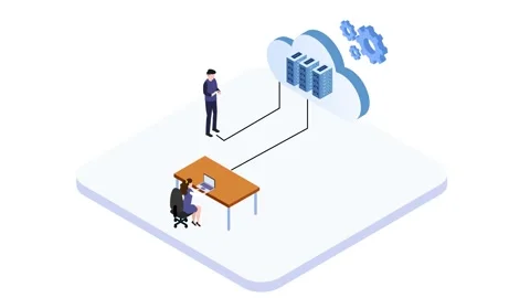 Worker use computer connected to cloud computing Stock Footage 156529080